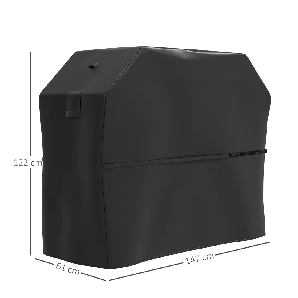 Copertura per Barbecue Rettangolare 147x61x122 cm Impermeabile e Antivento in Tessuto Oxford 600D UPF30+ Nero