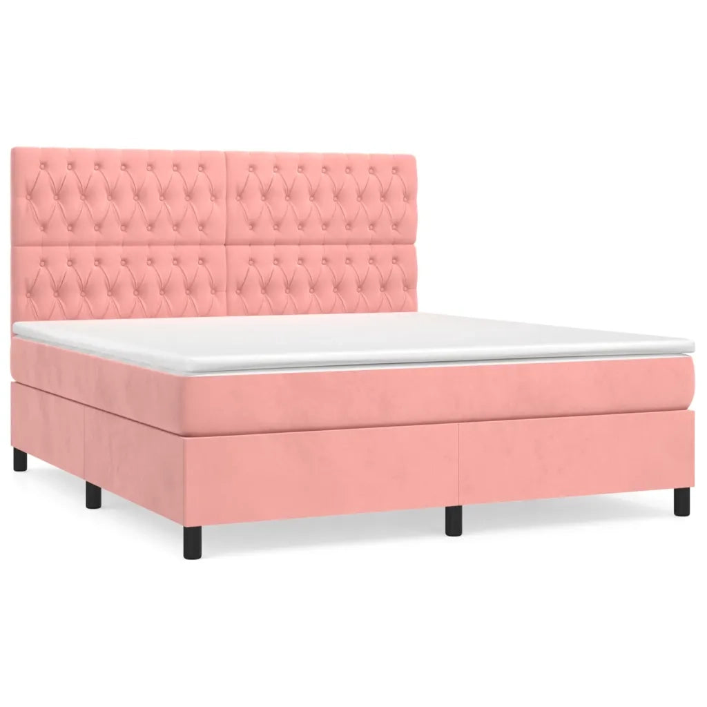 Giroletto a Molle con Materasso Rosa 180x200 cm in Velluto 3143222