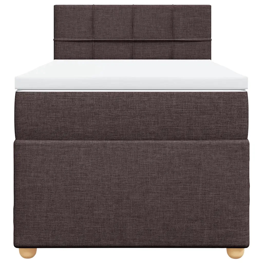 Giroletto a Molle con Materasso Marrone Scuro 90x200 cm Tessuto
