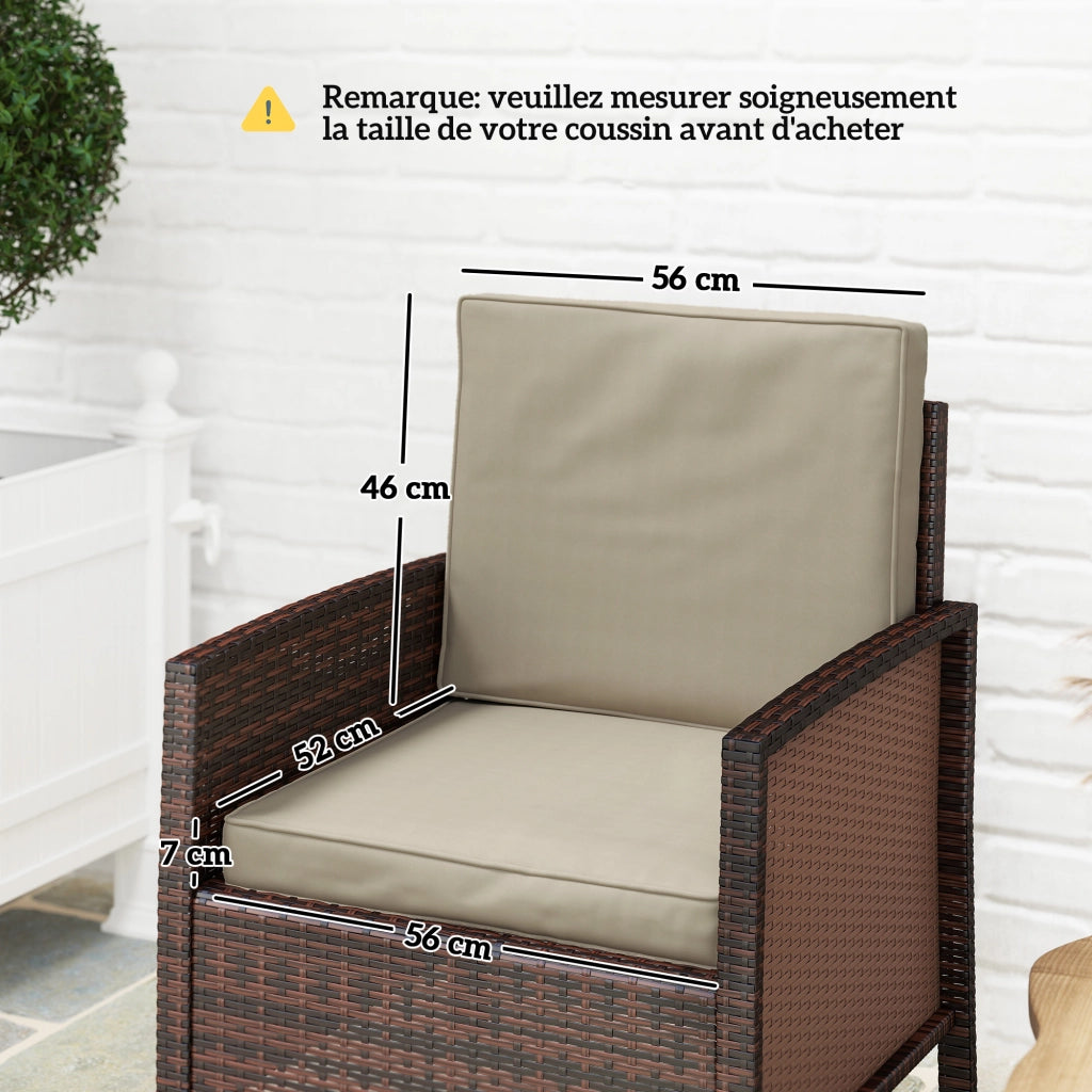 Cuscini per Poltrona da Giardino ¨C zephmum ¨C 56x52/56x46 cm, Kaki, Poliestere, Detersibili