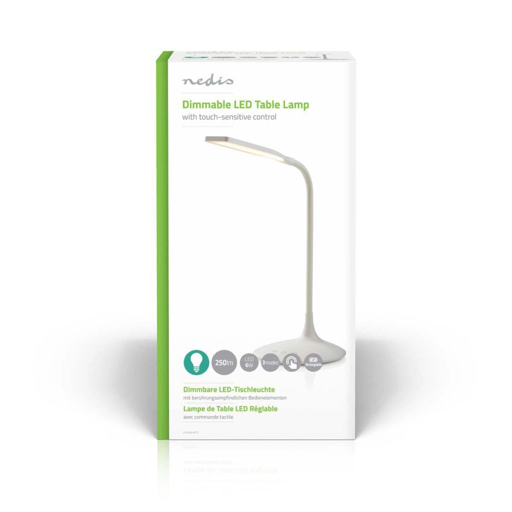 Lampada da scrivania ricaricabile a LED da 250 lm con controllo tattile Bianco Nedis