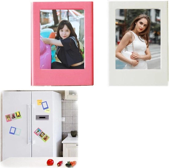 Fotolijst Magnetica 2 pezzi - Set di fotolijst mini - Fotolijst magnetica per foto 62 cm x 45 cm - Bianco e rosa - Colorata