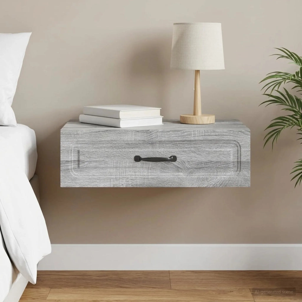 Tavolino da Parete Laterale Grigio Sonoma 59 x 34,5 x 17 cm 899341