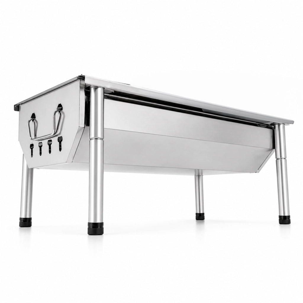 Barbecue A Carbone Portatile In Acciaio Inox Con Griglia Rimovibile Gambe Regolabili Design Compatto Salvaspazio Per Campeggio Picnic Giardino Terrazza Outdoor 40 X 28 X 21.5 Cm Acciaio