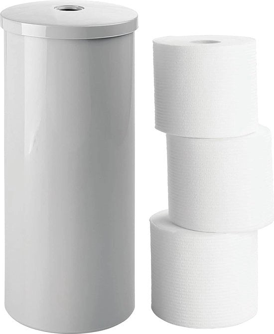 Sostituto di carta igienica per la stanza da bagno - libero/ moderno - con coperchio e spazio per 3 rotoli aggiuntivi di carta igienica - grigio