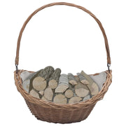 Cesta Legna da Ardere con Manico-Cestino per Legna 57x46,5x52cm Marrone in Salice