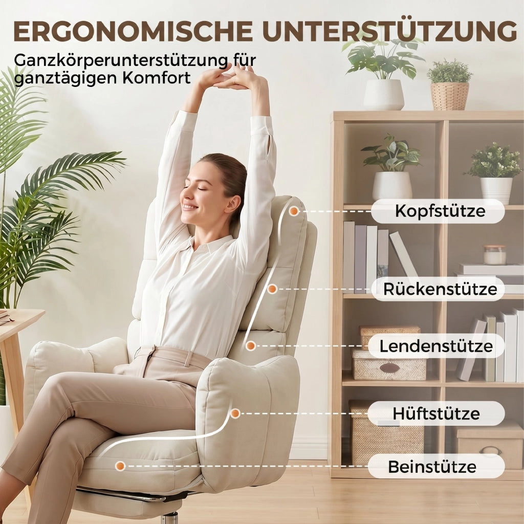 Sedia da ufficio ergonomica con poggiapiedi ¨C zephmum ¨C Schienale regolabile, tessuto flanella