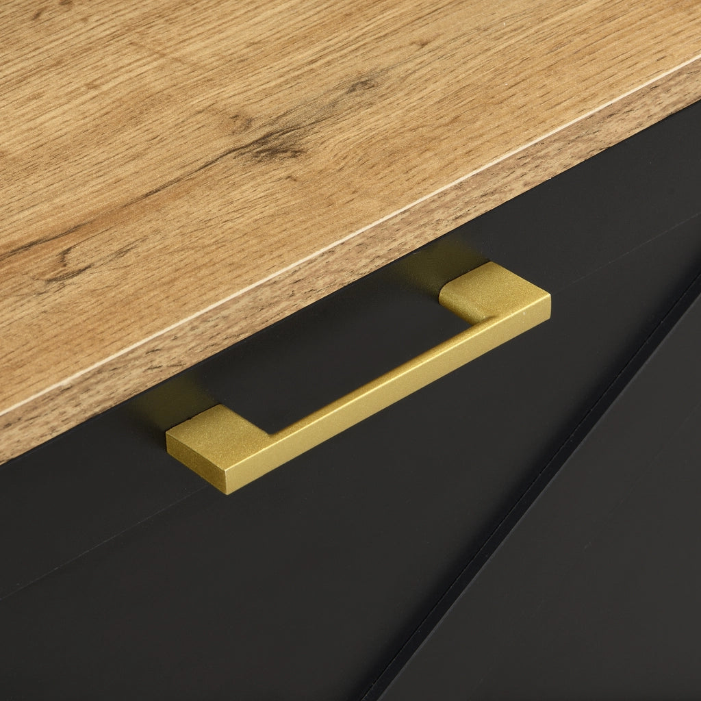 Mobile Ingresso Appendiabiti a Albero con Mensola e Scarpiera; in MDF; Nero e Legno; 75??35??195 cm