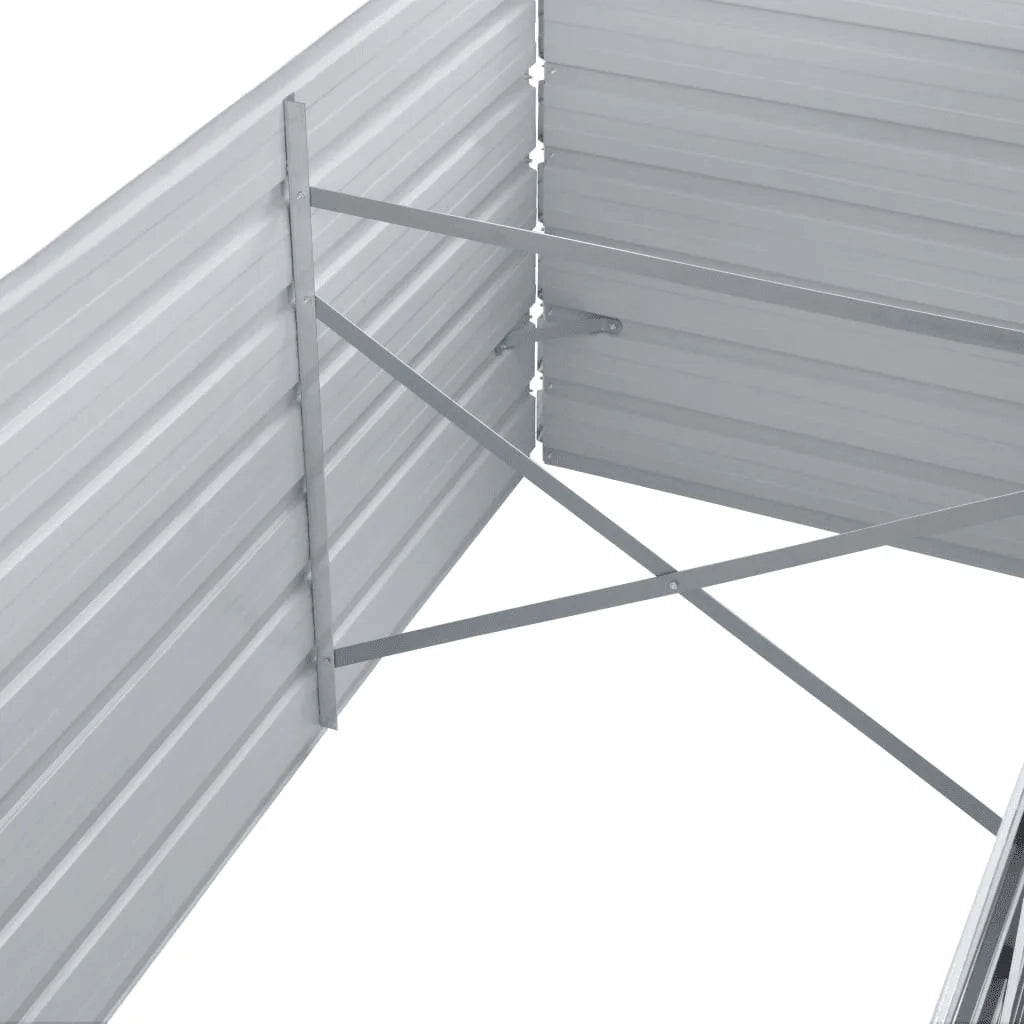 Letto Rialzato Giardino in Acciaio Zincato 320x80x45 cm Grigio 44846