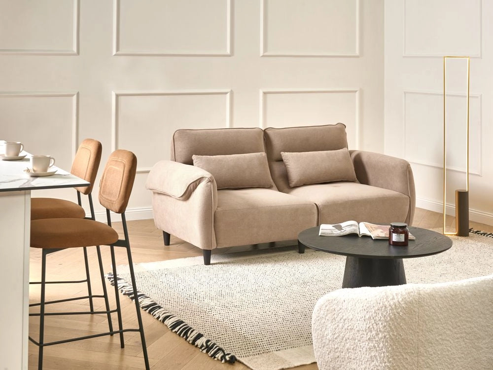 Divano 3 posti Marrone Chiaro Poliestere Rivestimento idrorepellente Soggiorno Stile Moderno