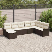 Set Divano da Giardino con cuscino 8 pcs Marrone Poly Rattan