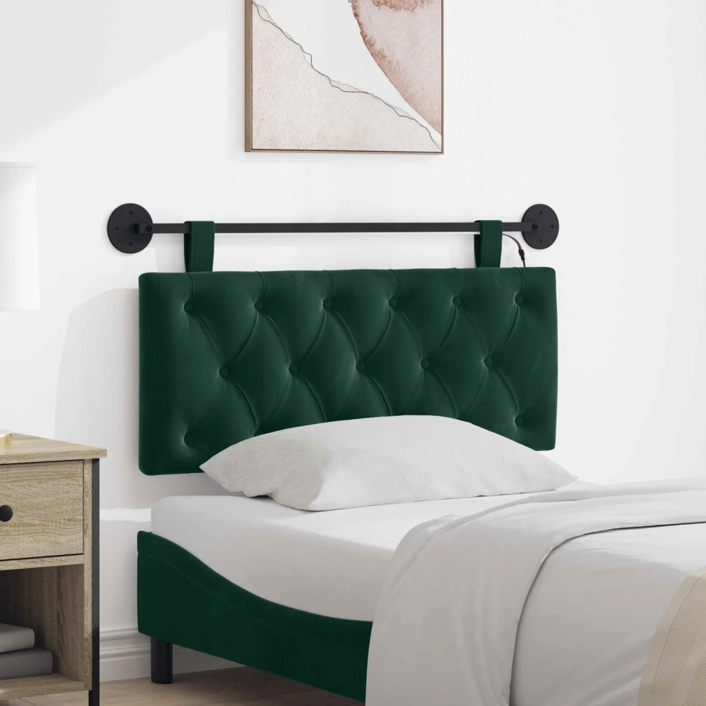 Testiera sospesa Con luce LED Verde Scuro Velluto