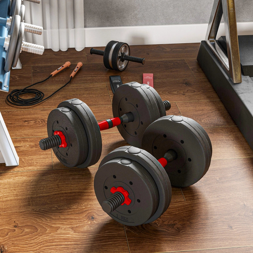 Set di manubri 2 in 1 regolabile 15 kg con barre - zephmum - per allenamento muscolare e sollevamento pesi