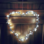 Cuore Luminoso Decorazione Natalizia per feste 30 CM con 30 Led a Luce calda alimentati a Batteria