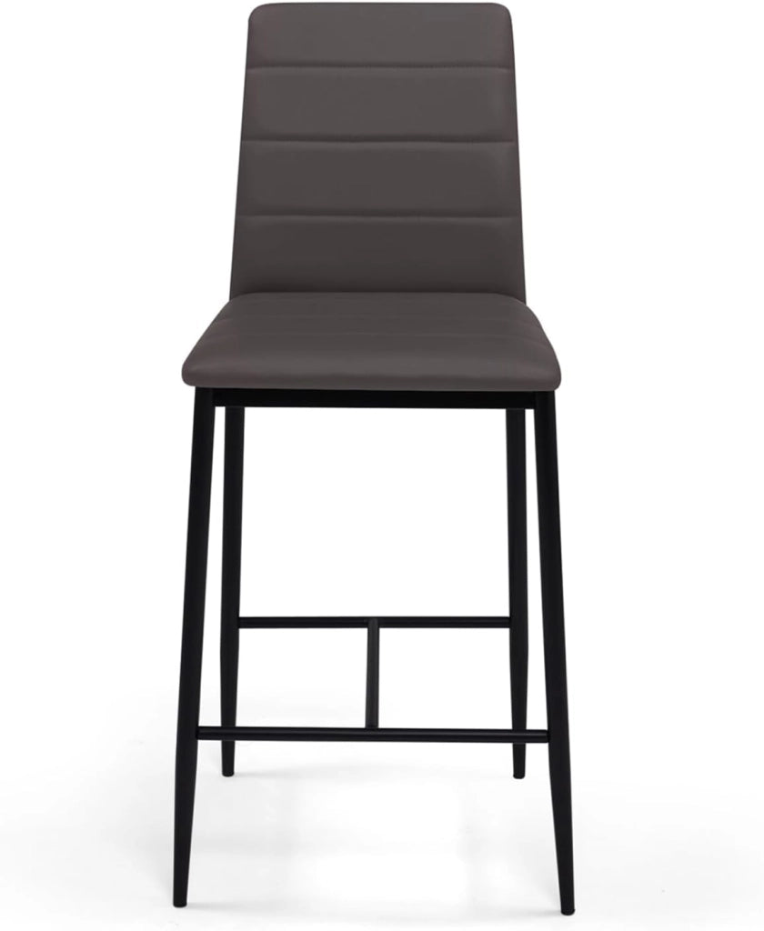 Set di 4 sgabelli da bar imbottito design contemporaneo in PVC grigio ROMANE