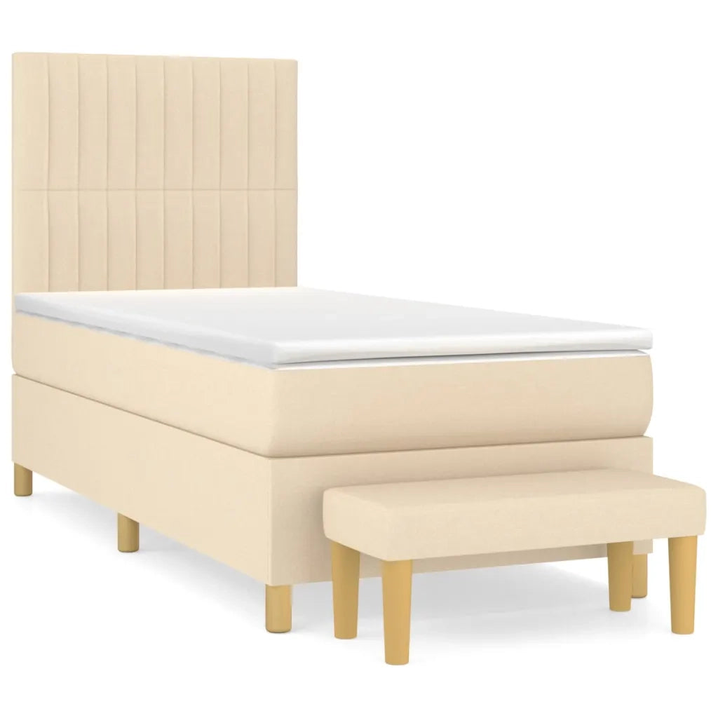 Giroletto a Molle con Materasso Crema 100x200 cm in Tessuto 3137298