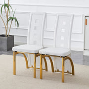 SEDIA da pranzo con schienale traforato, 102,5 cm, PU bianco e metallo oro, Set da 2 pezzi