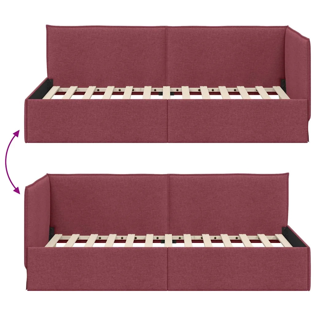 Cornice del letto ad angolo Rosso Vino 100 x 200 cm Tessuto 42016474