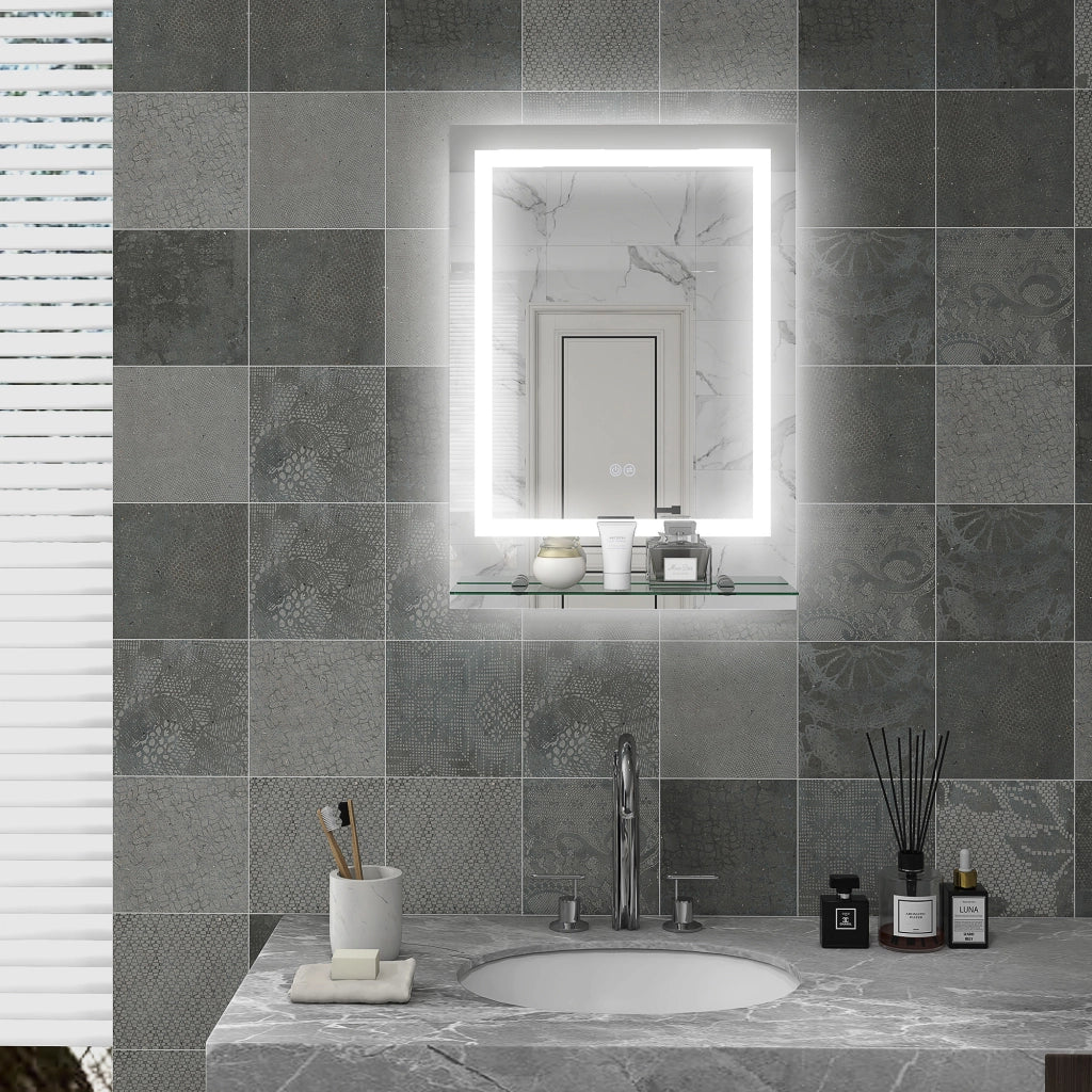 Specchio da Bagno Rettangolare con LED ¨C Xylo ¨C 70x50 cm Luminoso a Parete