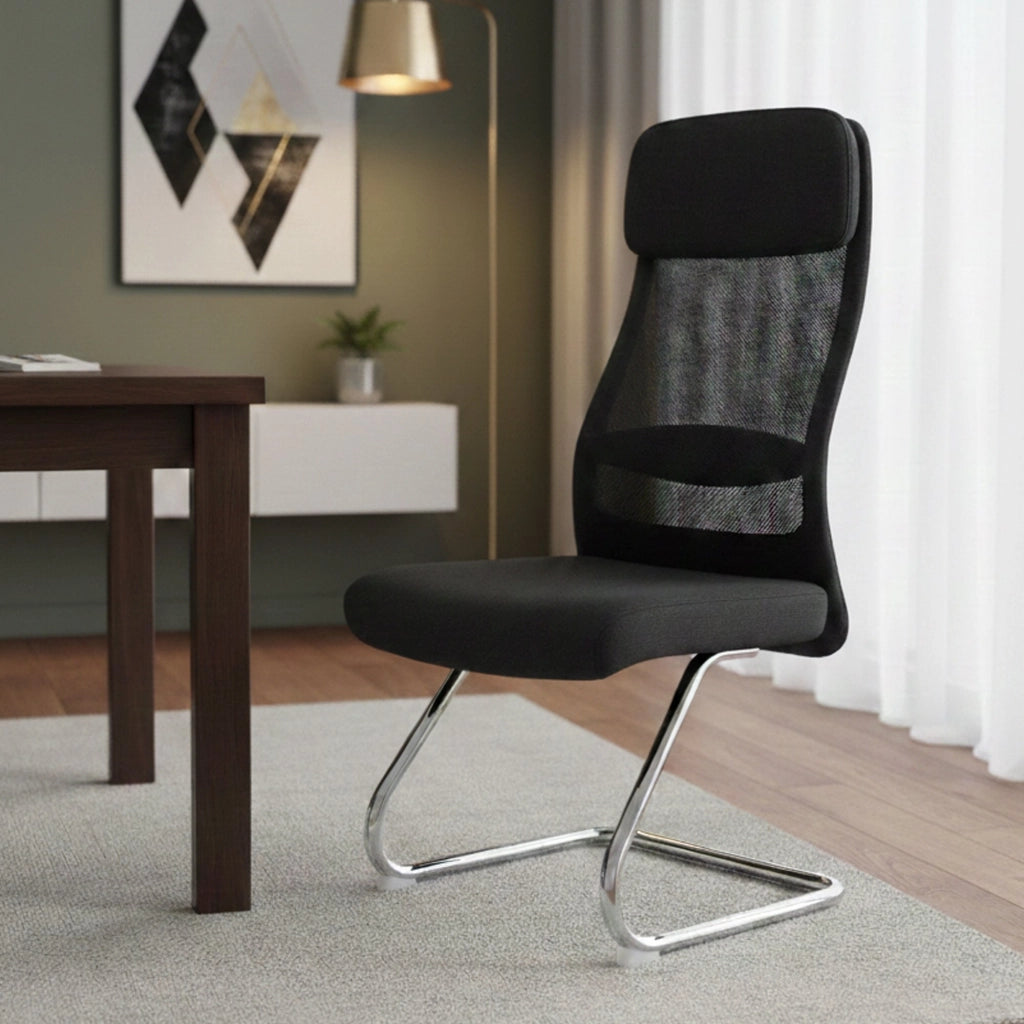 Sedia da ufficio Fulgenzia, Sedute sala da attesa per ufficio, Seduta ergonomica da attesa, 58x47h105 cm, Nero