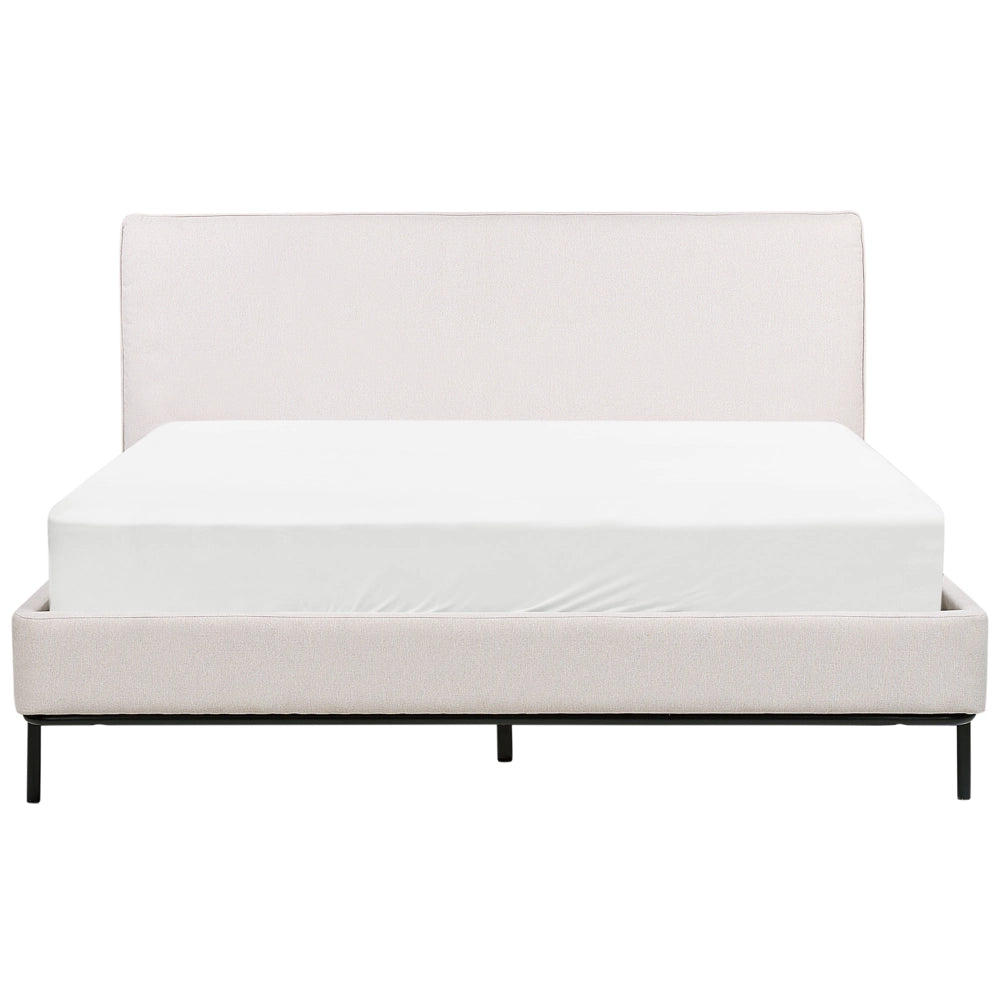 Letto a doghe Beige Poliestere Tessuto Imbottito 160 x 200 cm EU Matrimoniale Design Moderno
