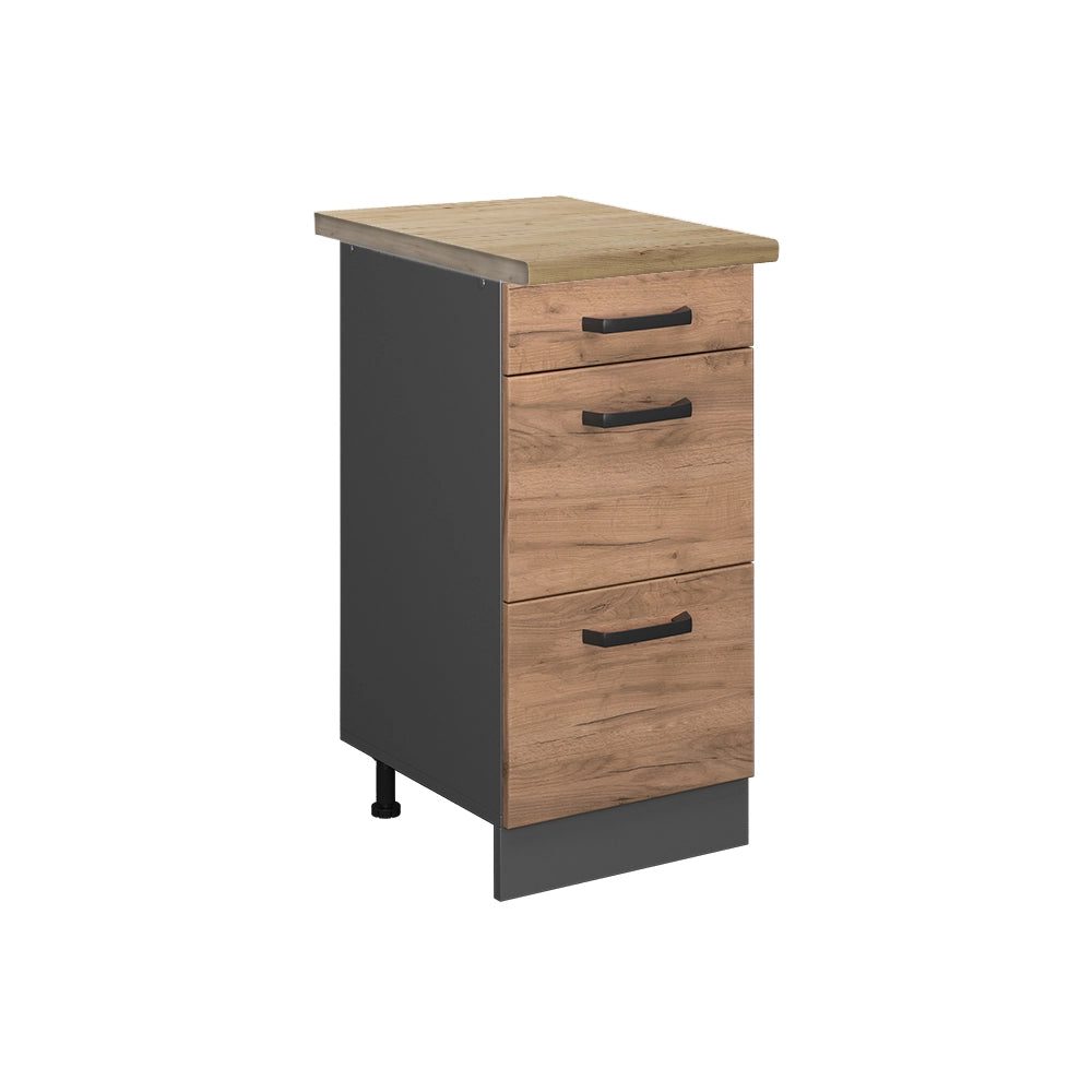 Vicco Mobiletto base per cucina Quercia dorata 40 cm con cassetti, PL Rovere