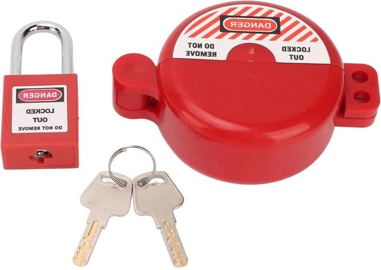 Blocco Cilindro Lockout Tagout Vaso di Regolazione con Chiusura di Sicurezza - Resistente al Calore - Resistente agli Impatti - Spigotto di Gas e Acqua - Contenuto in HTML