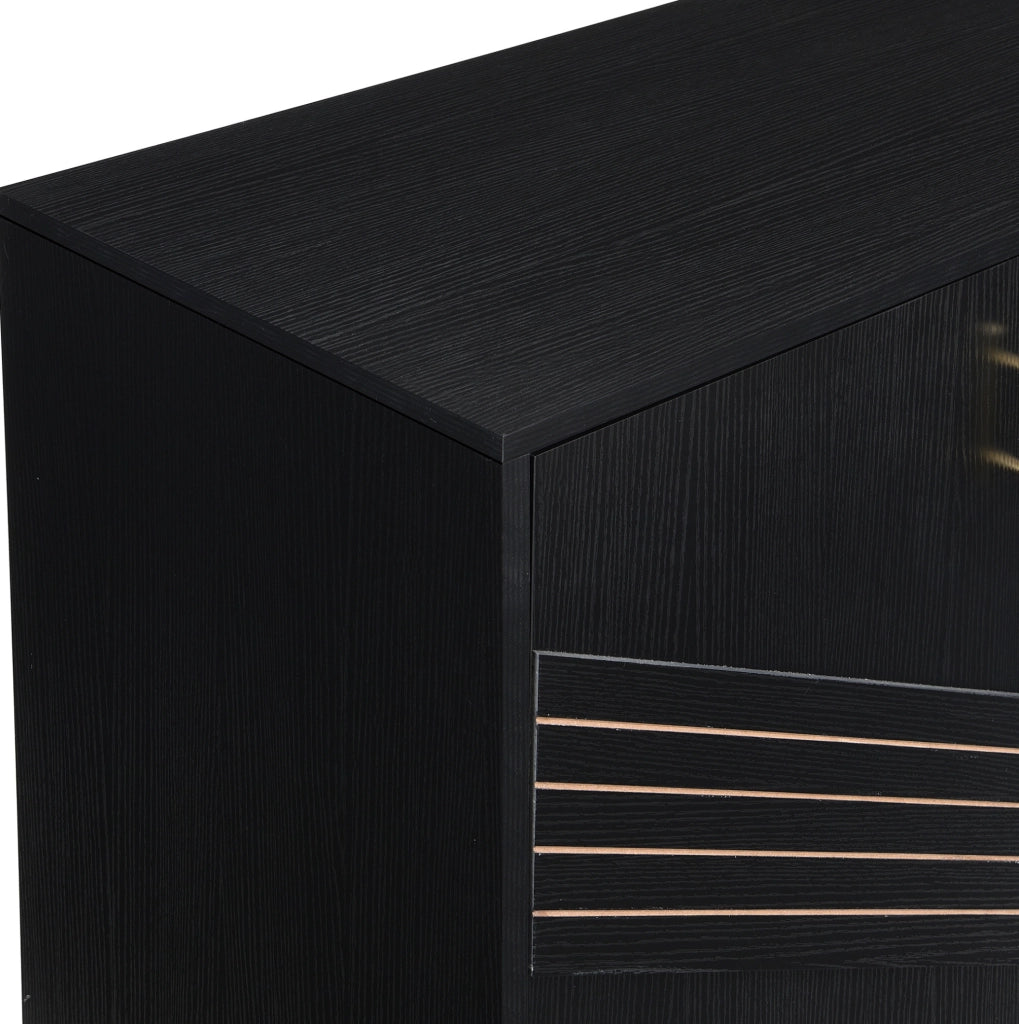 Credenza a 4 ante nera con ripiani regolabili, 160 cm