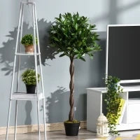 Set di 2 Alberi di Alloro in Vaso, Piante Finte in Plastica Altezza 120cm per Interni
