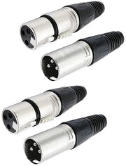 Connessioni XLR 3-Pin, 4 pezzi, 2 paia di connettori maschili/femminili XLR - Presa di corrente audio per microfoni