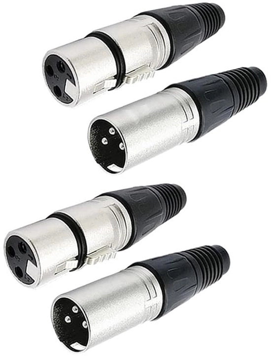 Connessioni XLR 3-Pin, 4 pezzi, 2 paia di connettori maschili/femminili XLR - Presa di corrente audio per microfoni