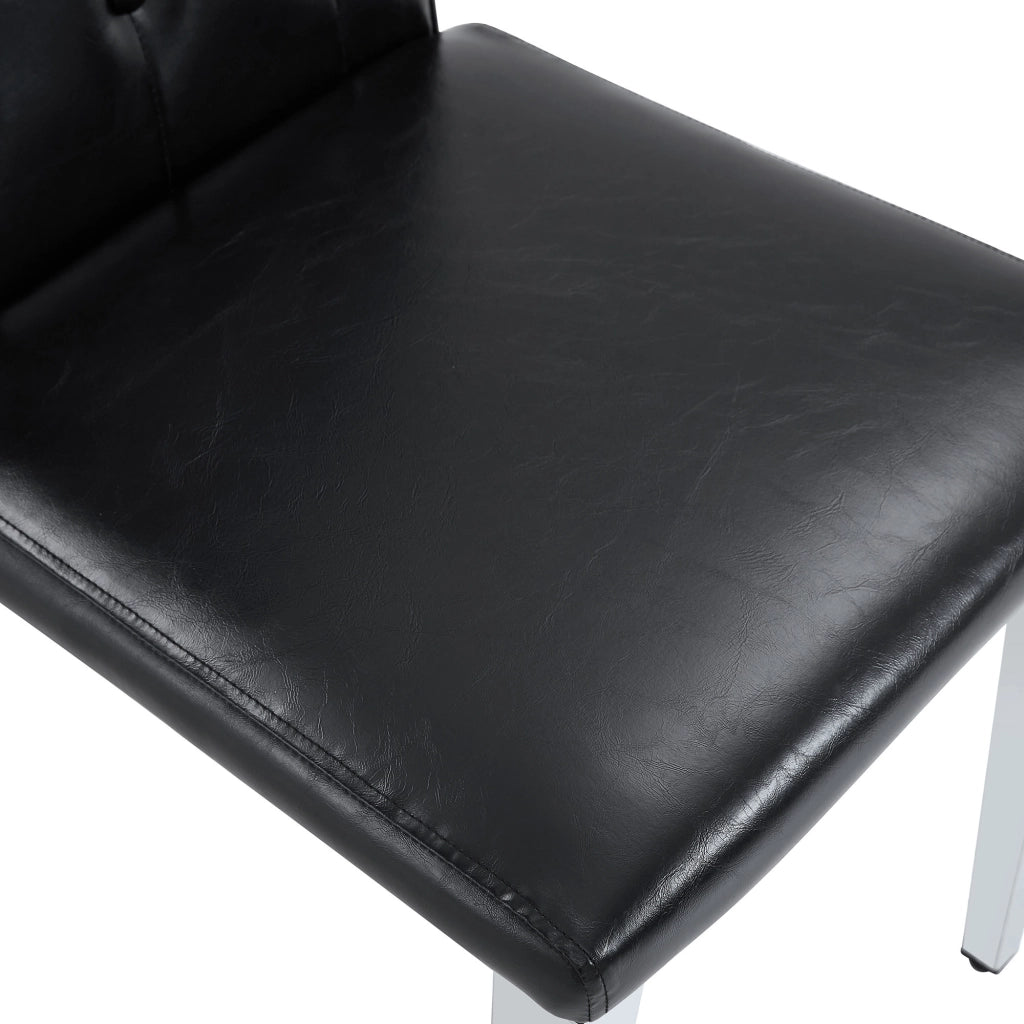 SEDIE da pranzo Set da 4 pezzi 89 cm Nero/Argento in PU e metallo