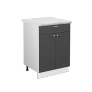 Mobiletto base per cucina Fame-Line Antracite-oro/Bianco 60 cm con cassetto, PL Marmo Vicco