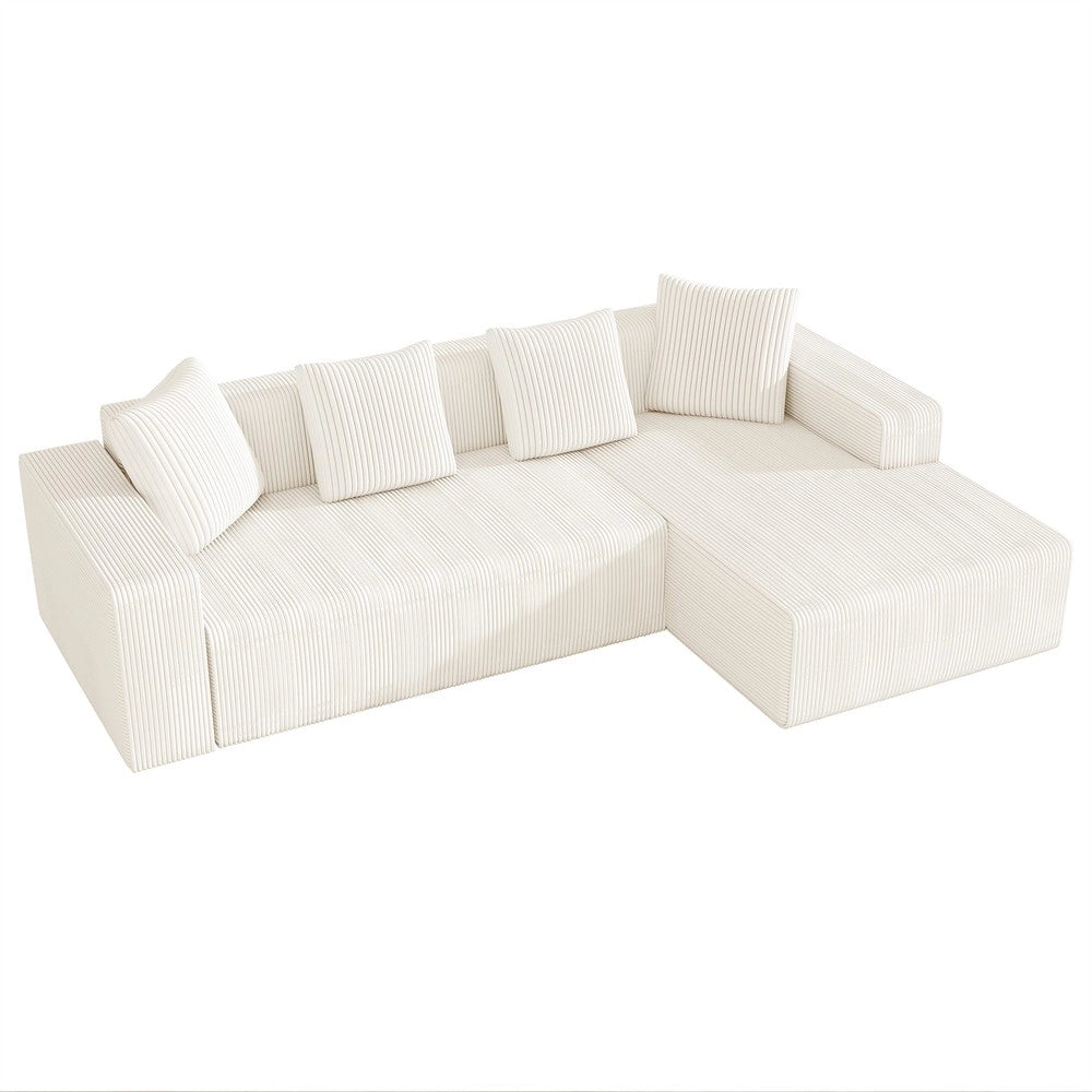 Divano angolare chaise longue imbottito ¨C Minimal ¨C tessuto morbido grigio chiaro