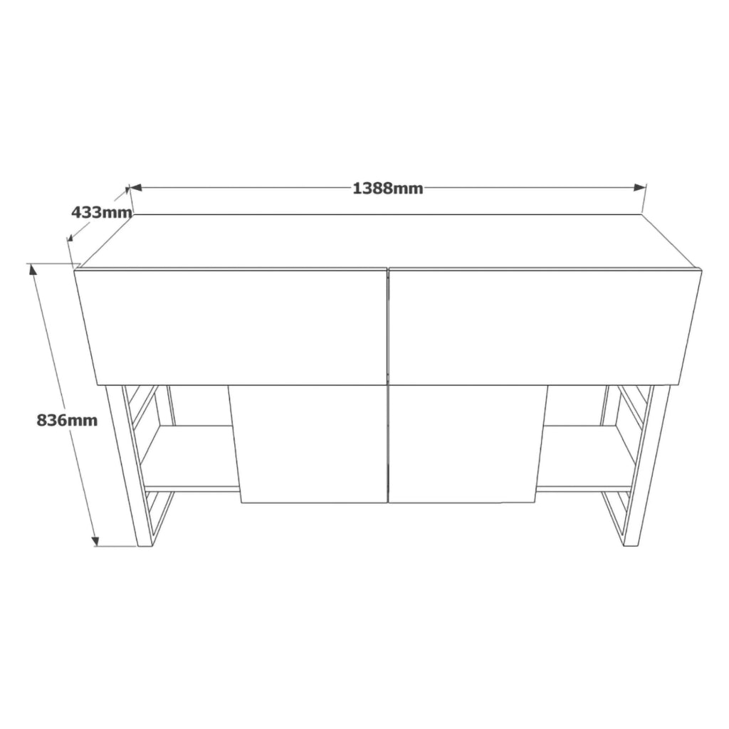 Alleghe, Consolle Specchio Incluso, 139x43x84h cm Marrone Quercia