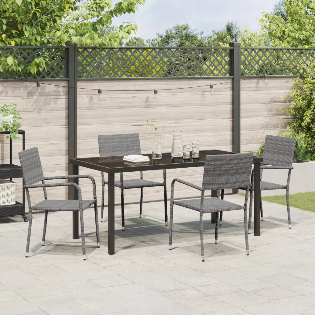 Set da Giardino 5 Pezzi Grigio Polyrattan