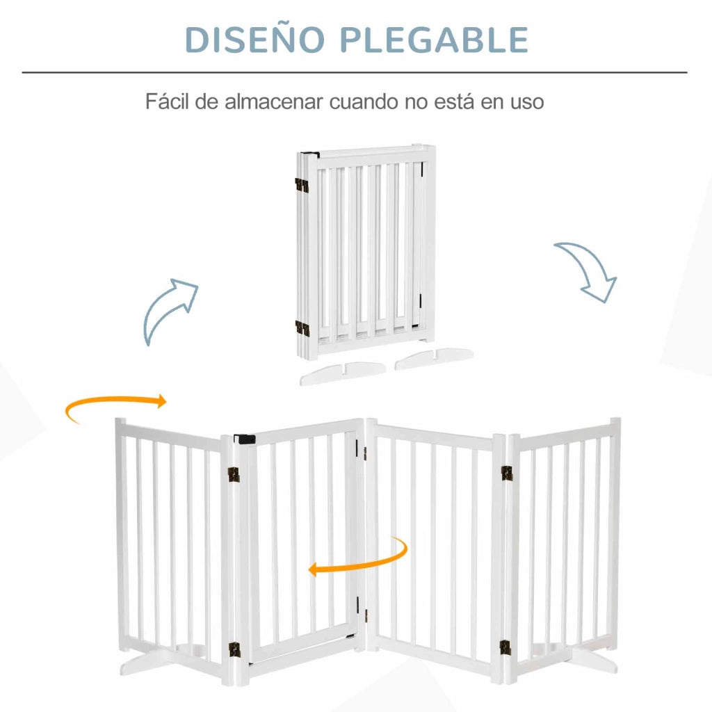 Barriera per Cani Pieghevole con Porta e Chiusura di Sicurezza ¨C zephmum ¨C Bianco 237.5x36x80 cm