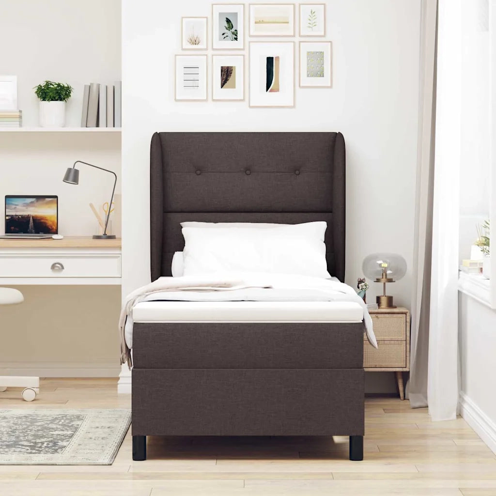 Letto a molle con testiera Marrone scuro 100 x 200 cm Tessuto 3340553