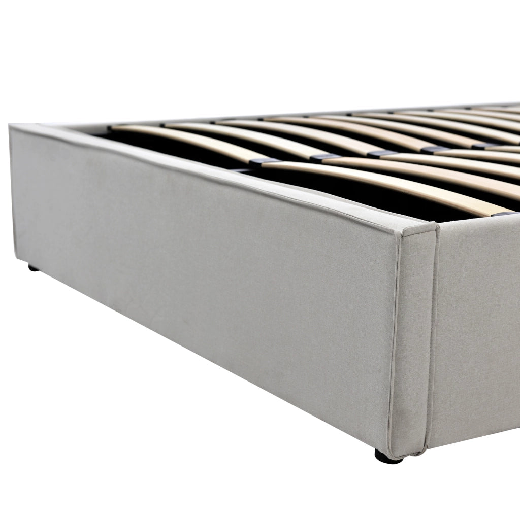 Letto imbottito 160x200 cm con contenitore sollevabile, grigio chiaro