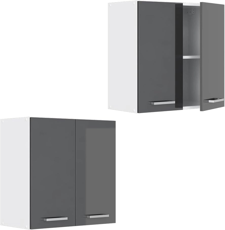 Pensile universale R-Line, Antracite lucido, 60 x 60 cm con porte, per montaggio a parete per riporre utensili domestici