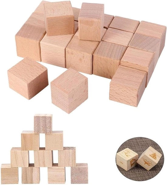 Cubetti di legno naturali per puzzle e decorazione, set di 30 blocchi di legno di cedro, per bambini e adulti.