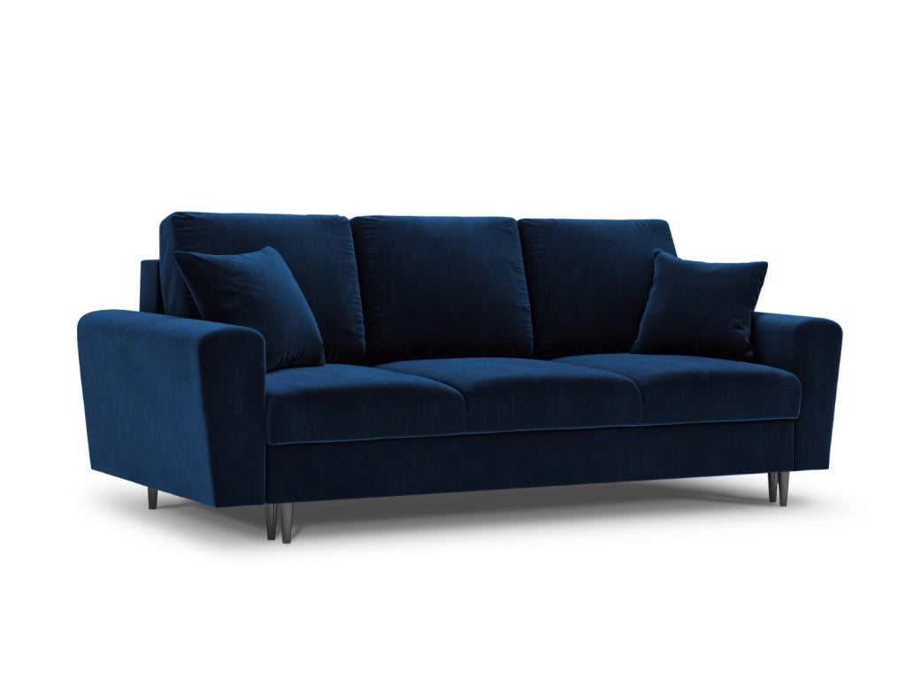 Cosmopolitan Design - Divano convertibile con contenitore "Kyoto" 3 posti in velluto blu reale 
