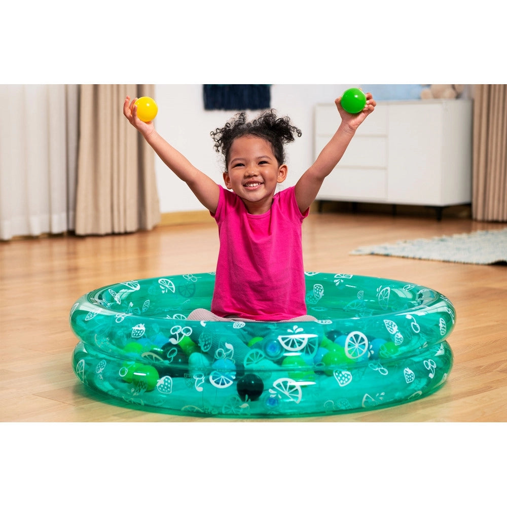Trade Shop - Piscina Gonfiabile 2 Anelli Motivo Frutta Con Palline Da Gioco Per Bambini ø91x20cm 51141 -