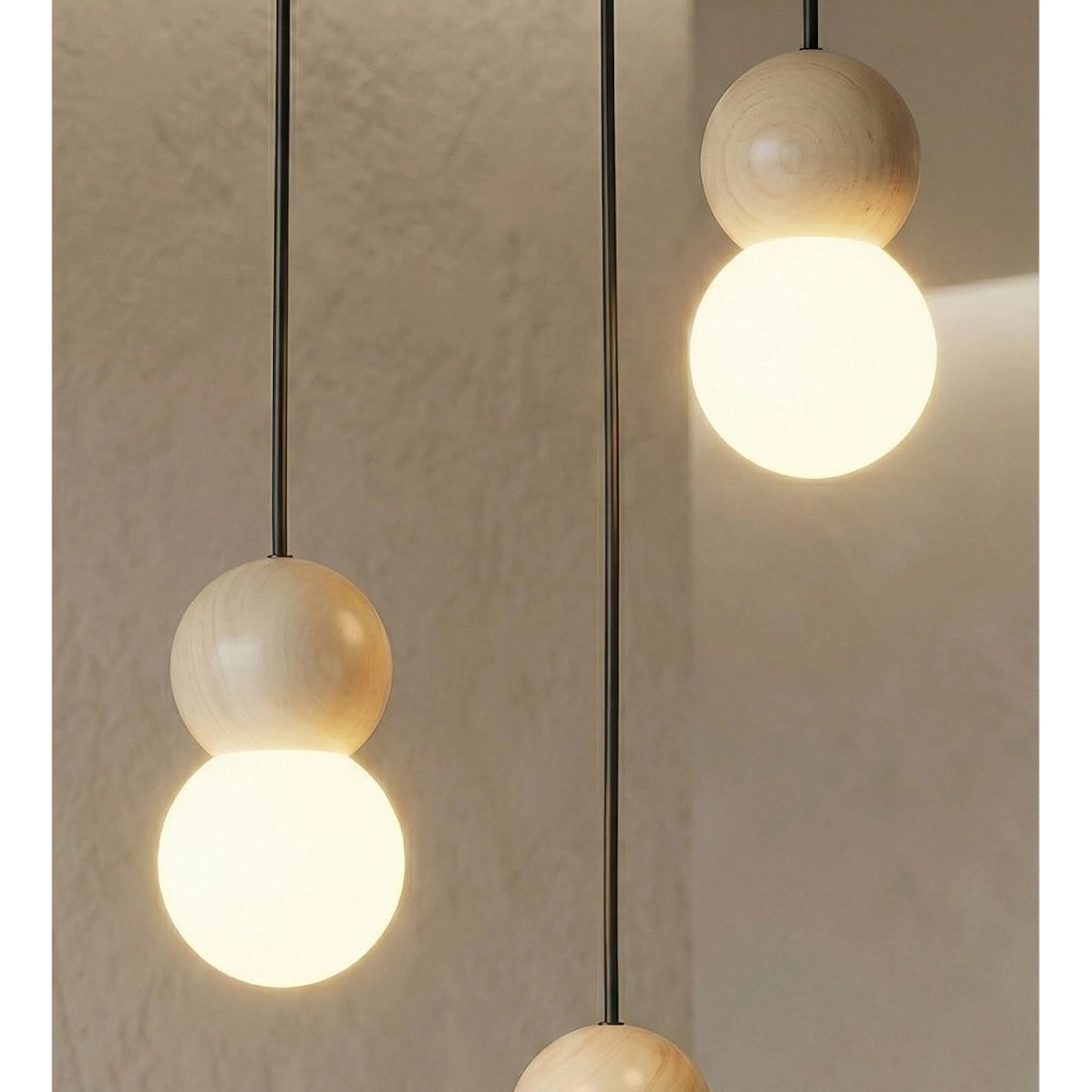 Lampada a sospensione LOOP in acciaio nero e legno