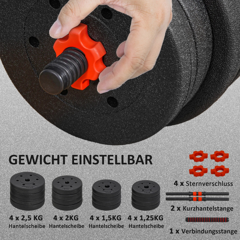 Set Hantel 2 in 1 30 kg ¨C zephmum ¨C Hantel Corta e Lunga Regolabile Nero