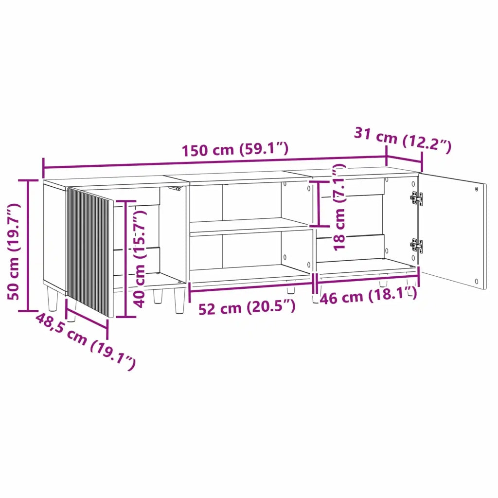Mobile TV Bianco Lucido 150 x 31 x 50 cm Legno ingegnerizzato