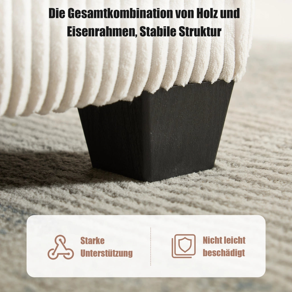 Divano Modulare 6 Posti con Tasche Laterali e Schienale Ergonomico; Convertibile a U o L; Struttura Legno Metallo in Velluto a Coste Beige
