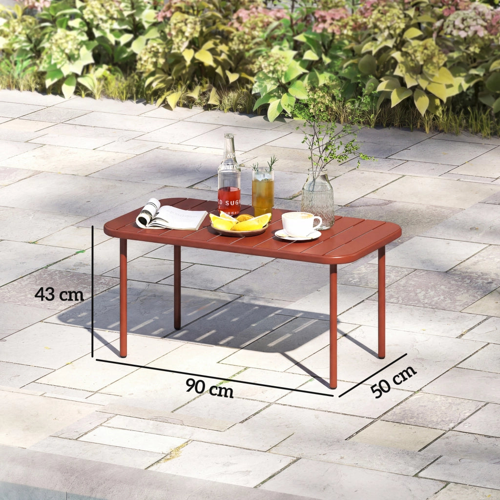 Tavolo da giardino ¨C zephmum ¨C rosso, acciaio galvanizzato, 90x50x43 cm