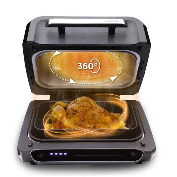 SOGO Griglia con Friggitrice ad Aria 4L 1700W, Display LED, 10 Funzioni, Accessori Inclusi