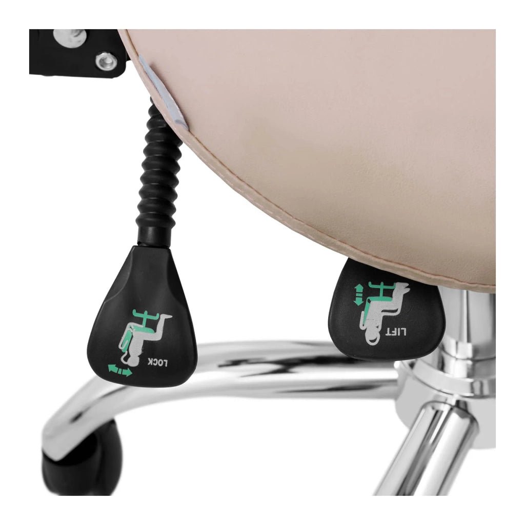 Sella per cavallo con schienale e altezza della seduta regolabili crema e argento 14_0007867